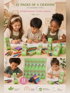 🍎 NEW 12 Boxes (72 Total) Pastel Crayon Set Easter Dreams